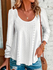  Eyelet Embroidered Long Sleeve Top