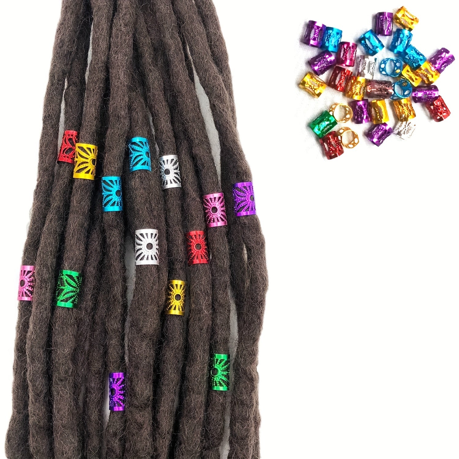 Colorful Dreadlock Hair Ring Metal Hair Styling Accessories