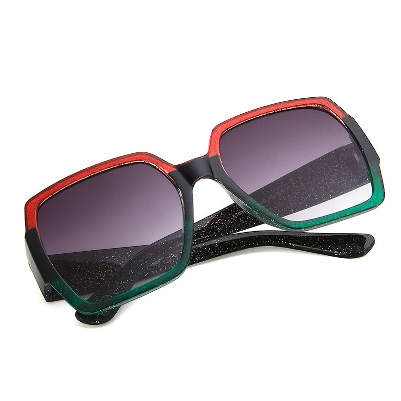 Oversize Cat Eye Block Shinning Frame Sunglasses UV Protection