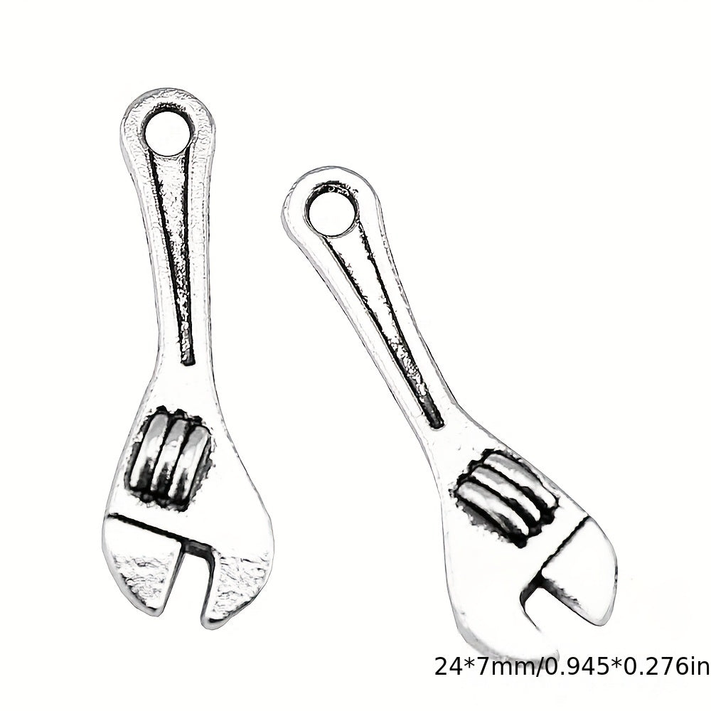 10pcs Mini Tool Serrated Wrench Hammer Head Pendant DIY Jewelry Making