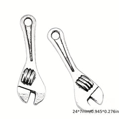 10pcs Mini Tool Serrated Wrench Hammer Head Pendant DIY Jewelry Making