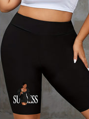  Casual Shorts Women's Plus Graphic & Letter Print