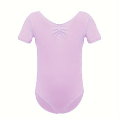 Girls Comfy V Neck Short Sleeve Gymnastics Outfits 95 Cotton Dance Suit