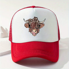 Cow Head Printed Baseball Cap Mesh Trucker Dad Hat Adjustable Sun Hat