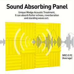 24pcs Yellow High Density Triangular Slot Sound Absorbing Cotton