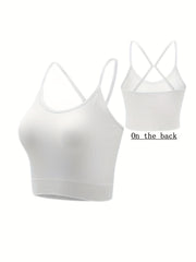 4pcs Ribbed Wireless Cami Tops Cross Back No Padding Cami Top