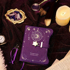 2pcs Zodiac Lock & Key Notebook B6 PU Leather Journal