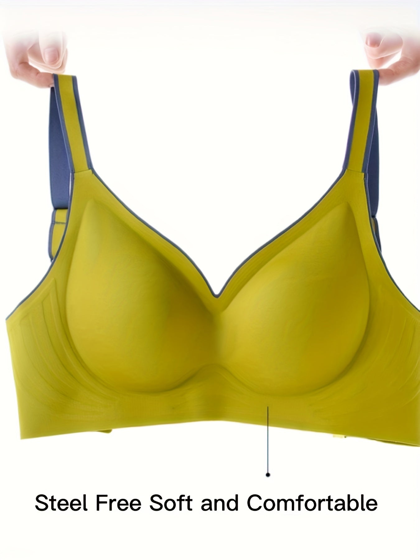 Colorblock Trim Wireless Push Up Bra with Breathable Design