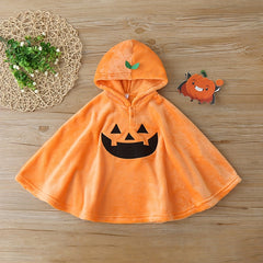 Halloween Baby Hooded Shawl Pumpkin Graphic Casual Clothes