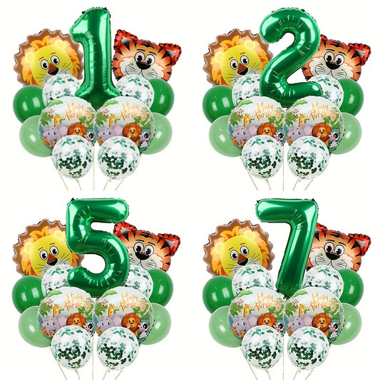 13pcs Jungle Wildlife Balloon Set for Boys' Birthday & Baby Showers