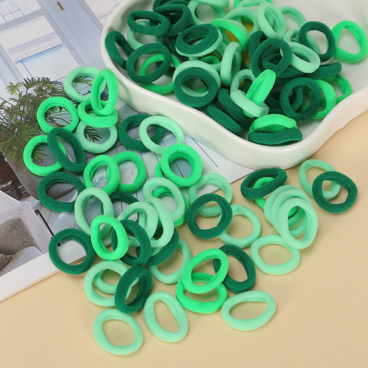 100pcs Solid Hair Ties Thick Stretchy Rubber Bands Ponytail Holder