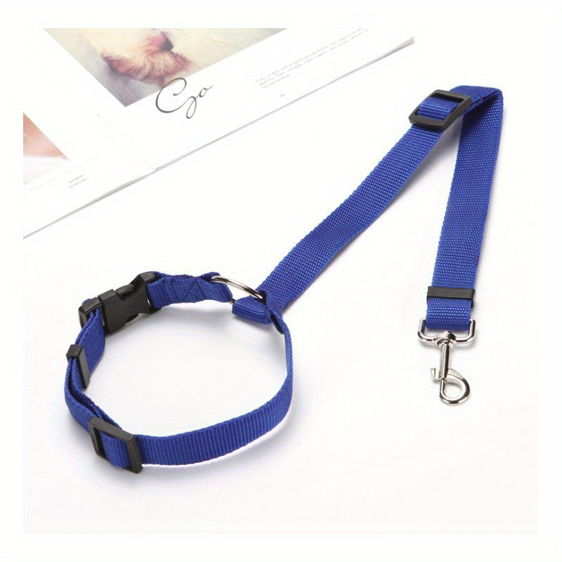 2-in-1 Pet Car Seat Belt Nylon Lead Leash Backseat Safety Belt Adjustable