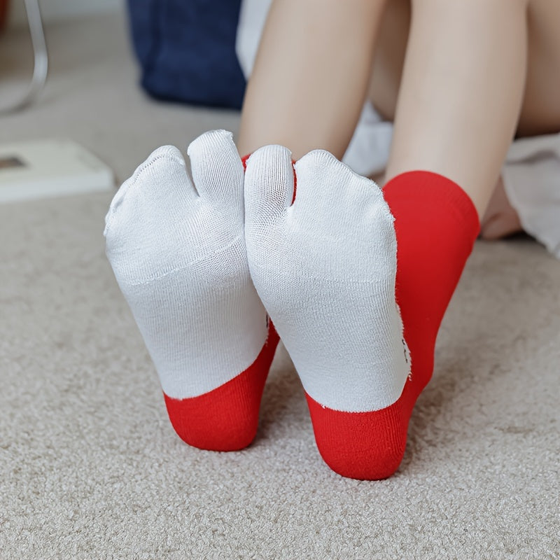 2 Pairs Cartoon Cat Print Toe Socks for Women