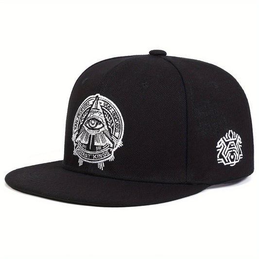Men's Flat Brim Baseball Cap With Letter Embroidery
