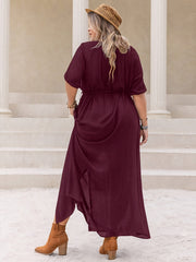  Casual Dress Women's Plus Solid Button Up Short Sleeve
