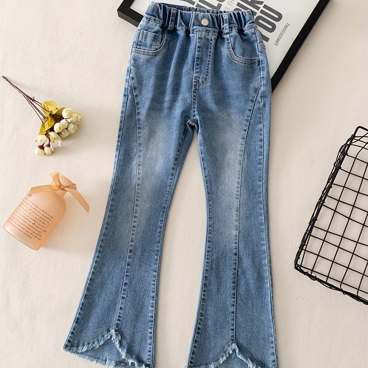 Girls Flared Tassel Jeans Denim Pants For Summer Kids