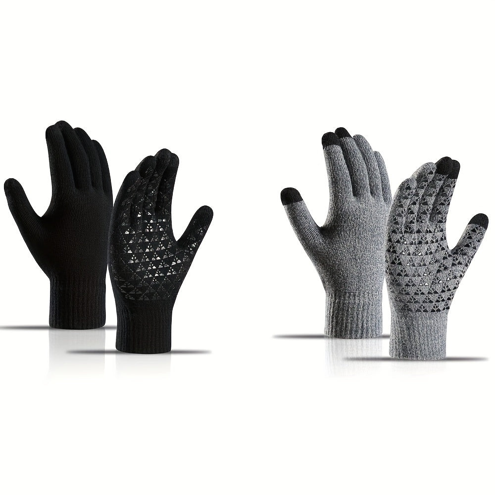 Warm Fleece Lined Knit Touch Screen Gloves for Cold Weather
