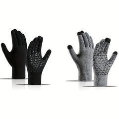 Warm Fleece Lined Knit Touch Screen Gloves for Cold Weather