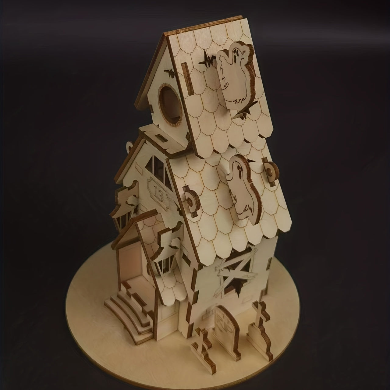 Halloween Party Wood DIY Puzzle Ghost House Decoration