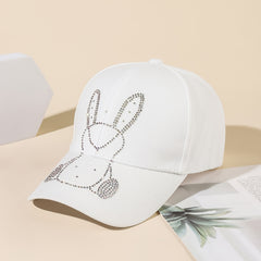 Rhinestone Bunny Baseball Cap Women Adjustable Sports Sun Hat Dad Hats