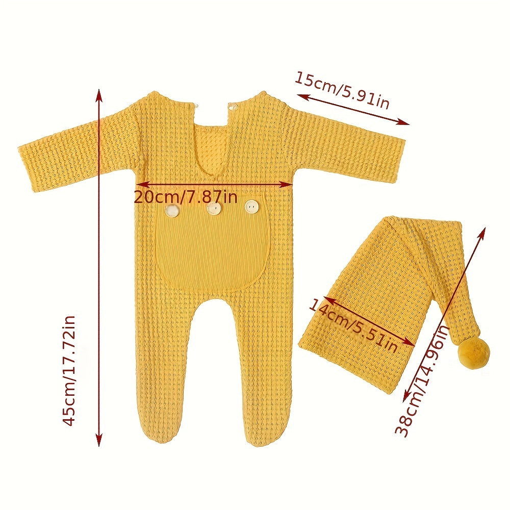 Cute Newborn Photography Outfit - Bodysuit & Knitted Suit