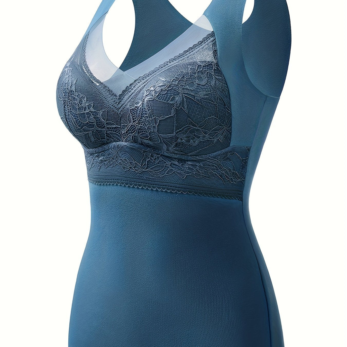 Soft V Neck Lace Stitching Thermal Underwear Top