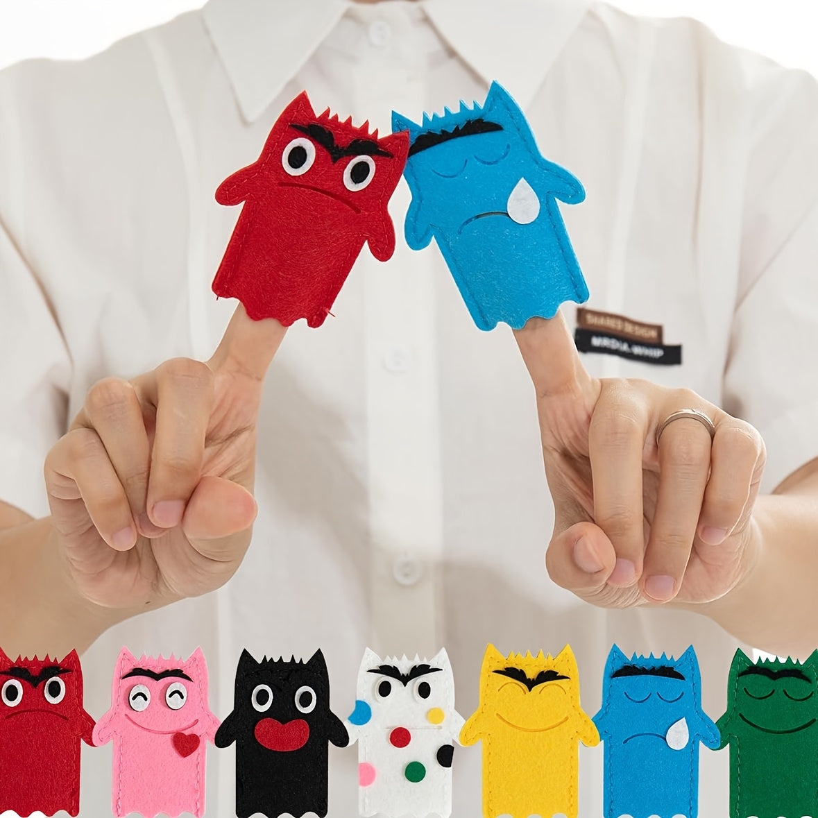 7pcs Colorful Emotion Monster Finger Puppets for Storytelling
