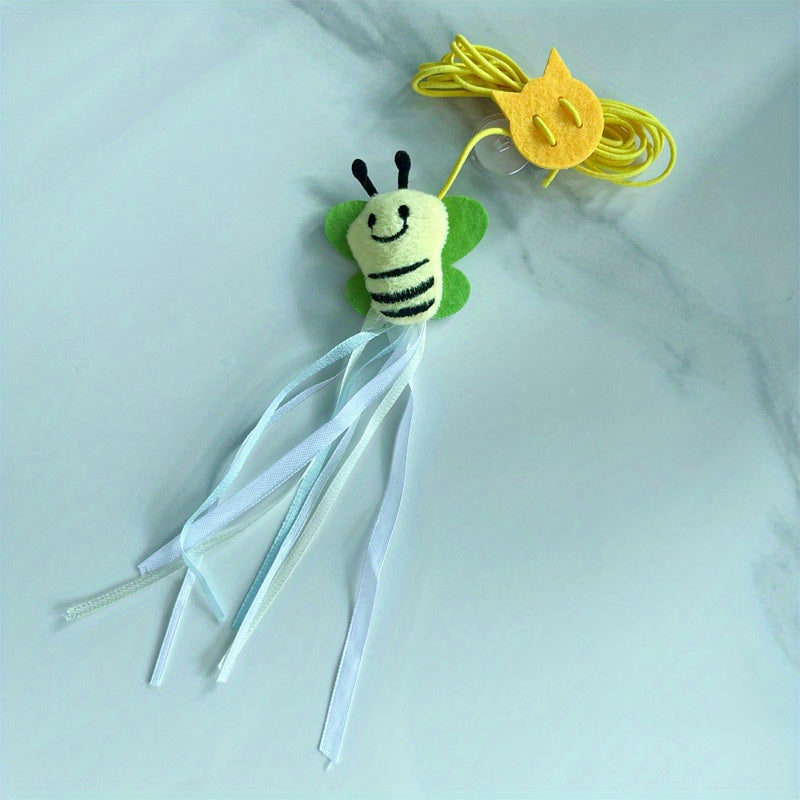 Interactive Hanging Door Cat Teaser Toy with Feather Graphic