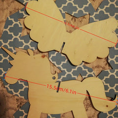 Unfinished Wood Crafts Blank Wood Unicorn Pendant DIY Painting Pony Set