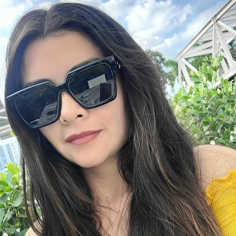 Square Frame Sunglasses Chain Temple Glasses Outdoor UV400
