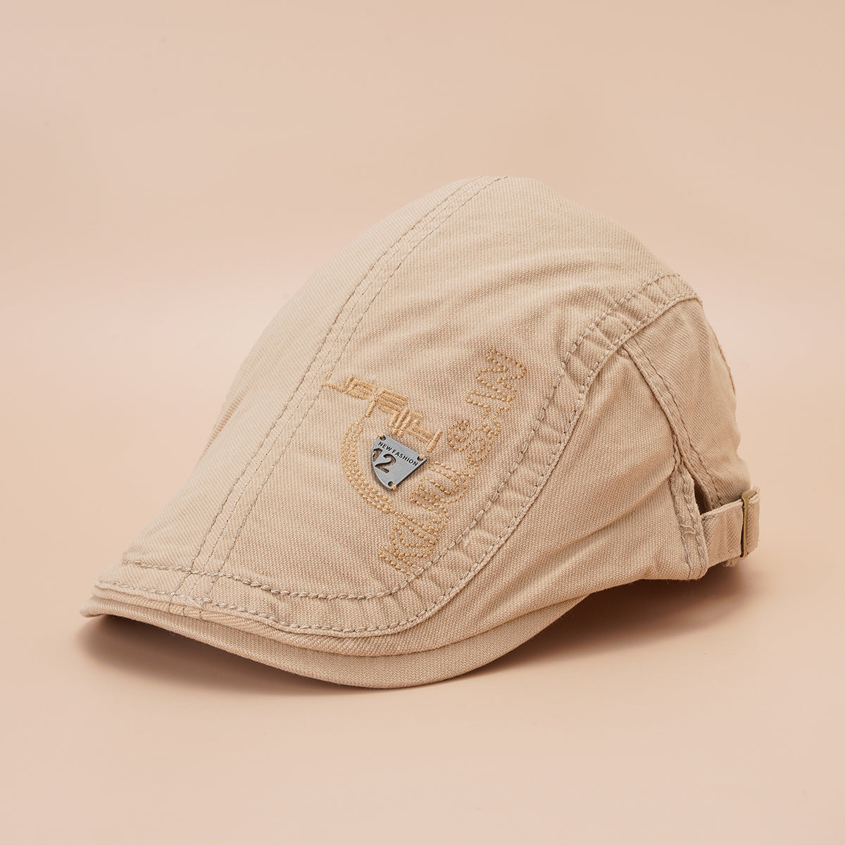 Solid Embroidery Beret Cap Lightweight Unisex Newsboy Hat