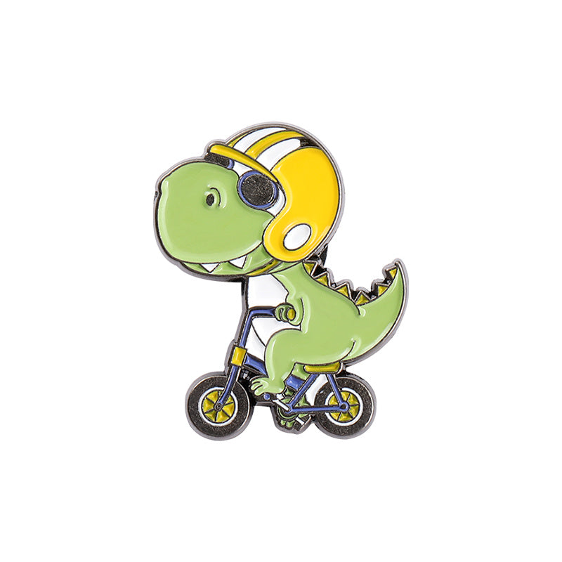 Dinosaur Enamel Pin Red Green Guitar Brooch for Women Bag Gift
