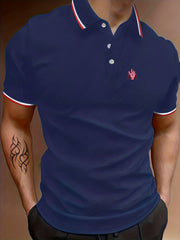 Men's Hand Graphic Polo Shirt Casual Breathable Button Up Short Sleeve Shirt
