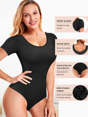 Short Sleeve Shaping Bodysuit Tummy Control Butt Lifting Crew Neck Body Shaper