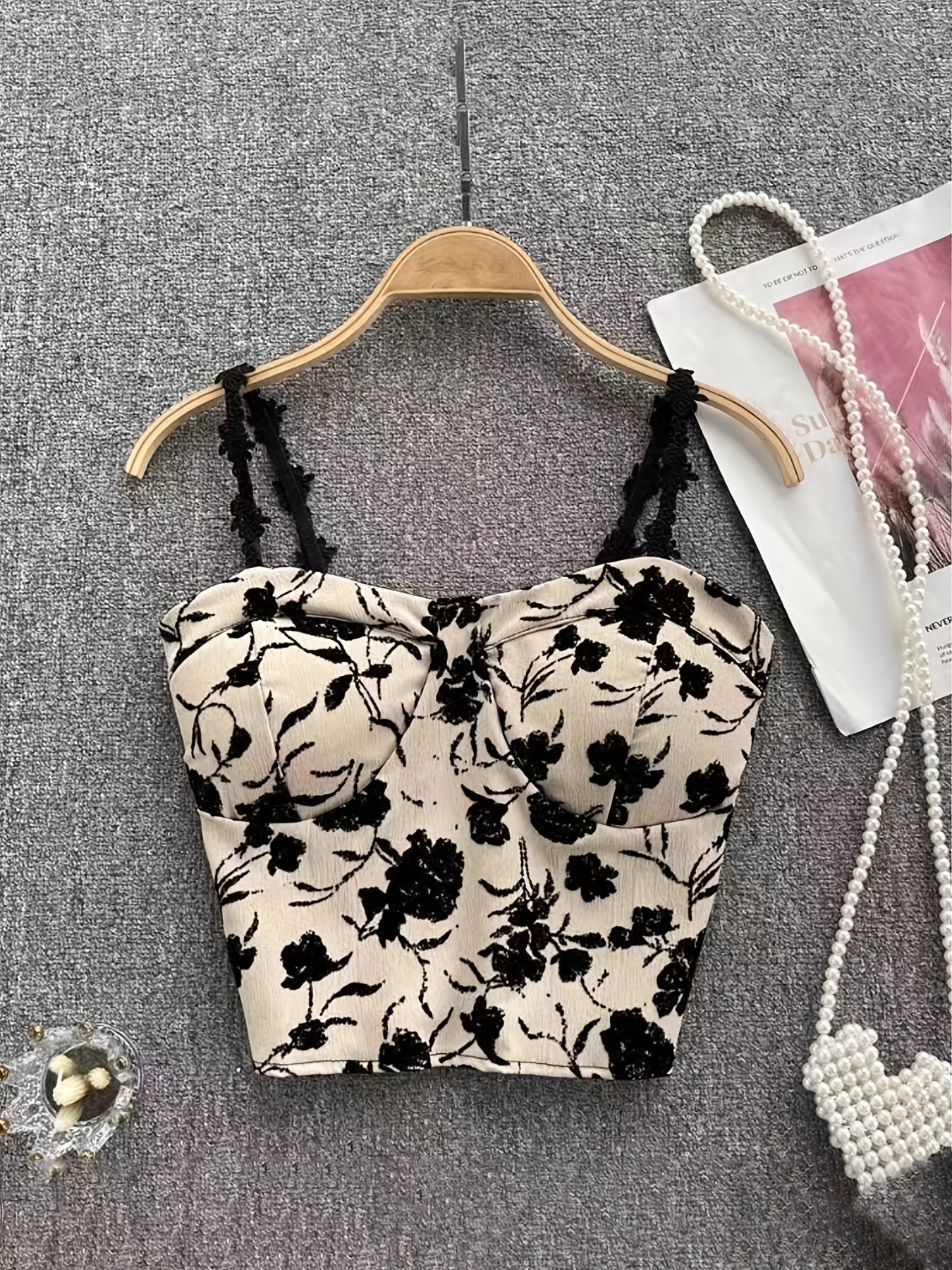Floral Print Camisole Underwear Top for Teens 13-18 Years