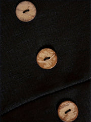  High Rise Flared Leg Trousers with Button Decor