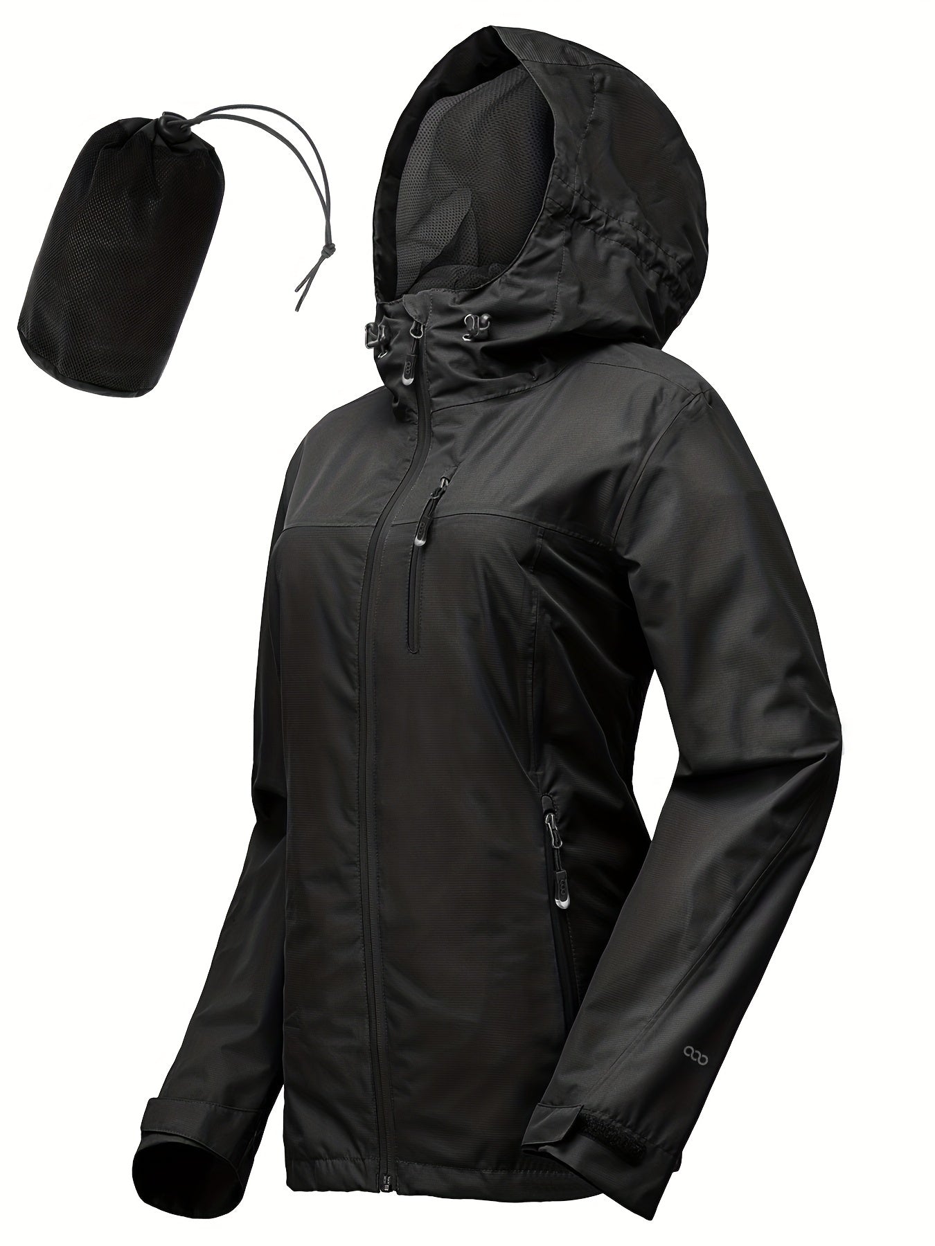 Women's Packable Rain Jacket Lightweight Waterproof Hood Ideal For Cycling