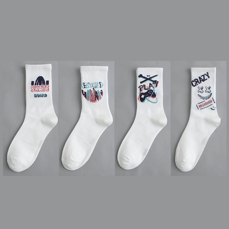 8 Pairs Funny Letter Graffiti Socks Women's Mid Tube Stockings