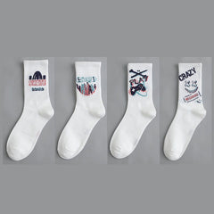 8 Pairs Funny Letter Graffiti Socks Women's Mid Tube Stockings
