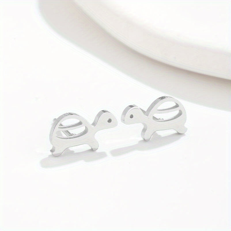 2pcs Men's Stainless Steel Mini Turtle Earrings