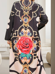 Women's Plus Floral Print Long Sleeve Maxi Dress