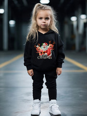 Girls 2pc Santa Claus Hooded Sweatshirt & Sweatpants Set