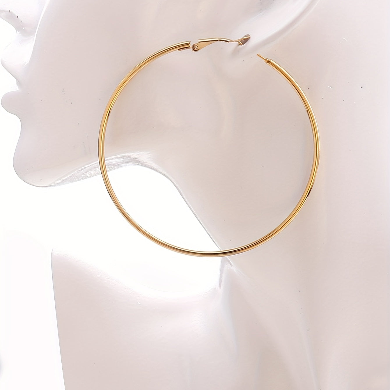 Golden Silvery Hoop Earrings Minimalist Stainless Steel 14K Plated