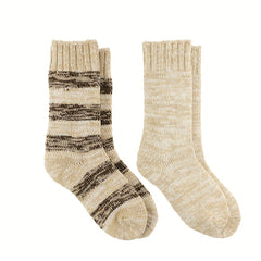 2 Pairs Stripe Print Socks Warm Mid Tube Women's Stockings