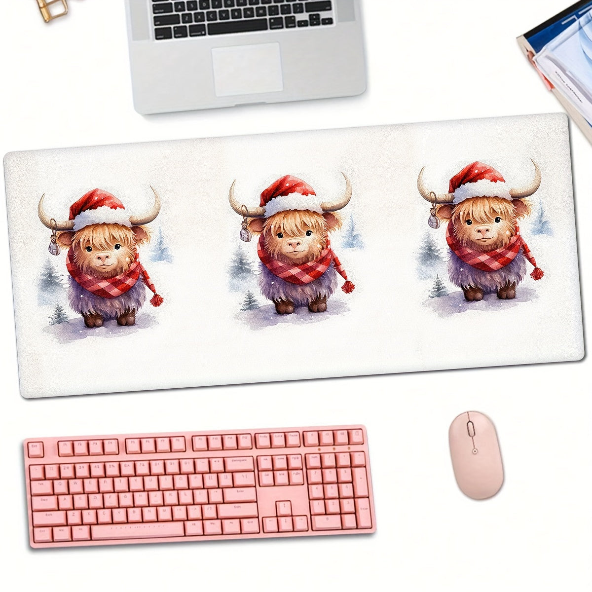 Christmas Cow Art Poster Mouse Pad, Non Slip, Game Pad