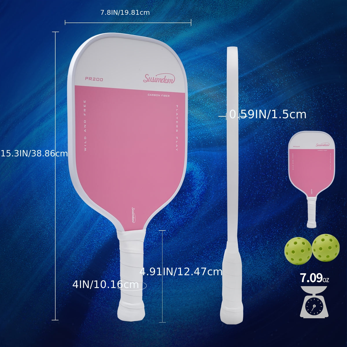 Pickleball Paddles Set PR200 Racket 2pcs Bag 1pc