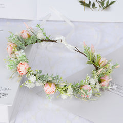 Mediterranean Style Flower Rattan Wreath Headband for Girls