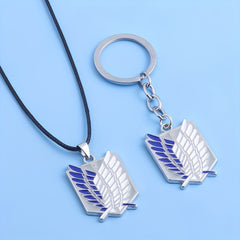 Anime Cartoon Wings Pattern Necklace Keychain Alloy Jewelry