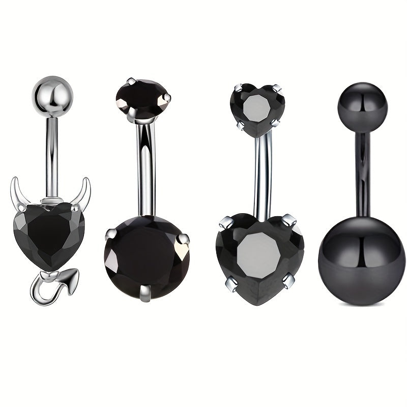 4PC Bee Navel Bar Pack Cz Belly Ring Set Women Belly Button Piercing