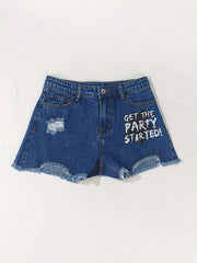 Toddler Girls GET THE PARTY STARTED Denim Shorts